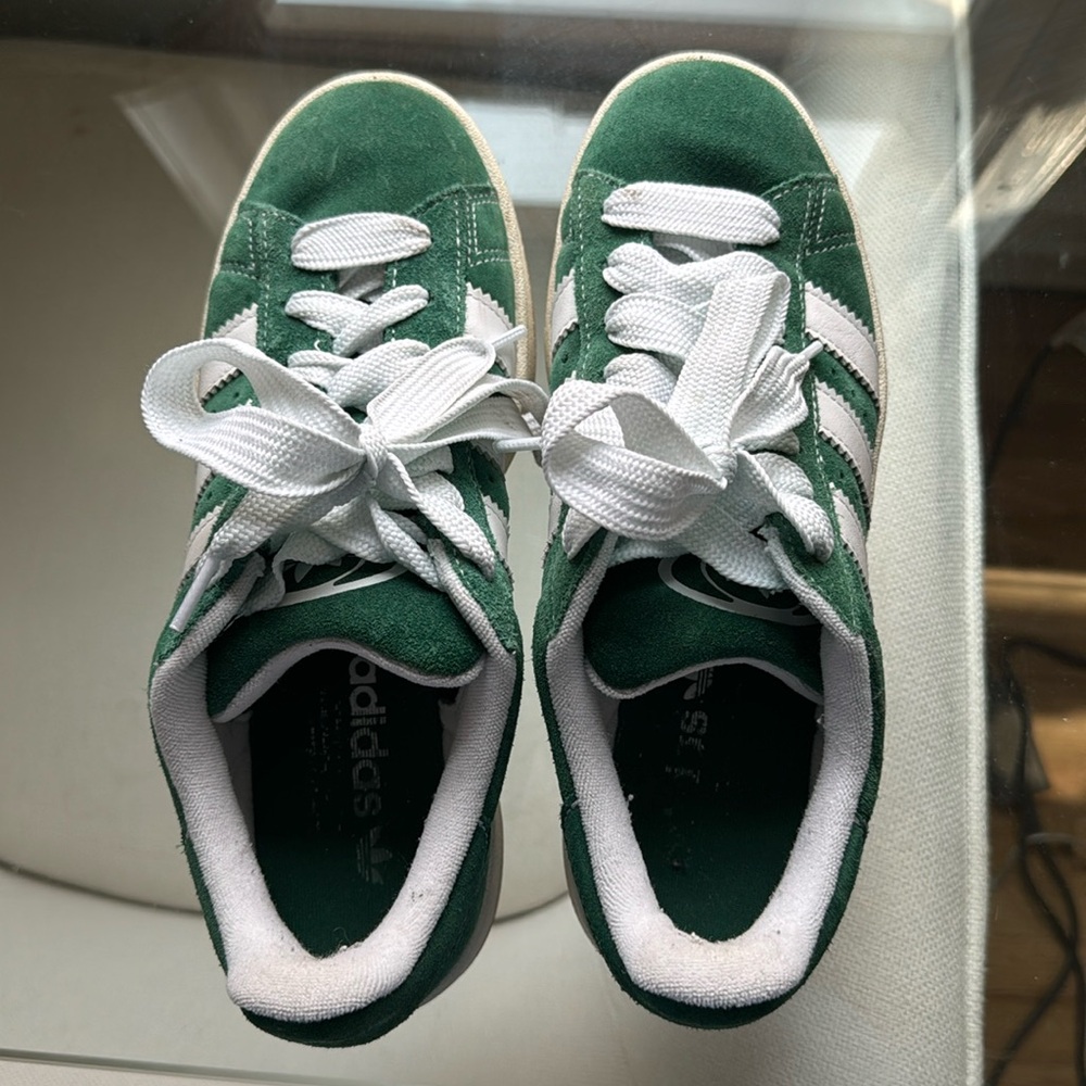 Green adidas campus sneakers